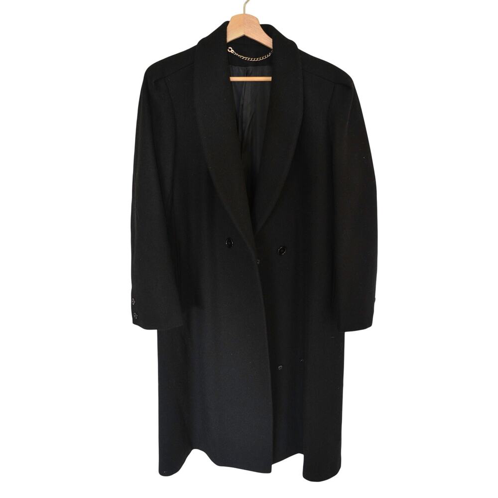 Wool Vintage Black Long Coat Size Small